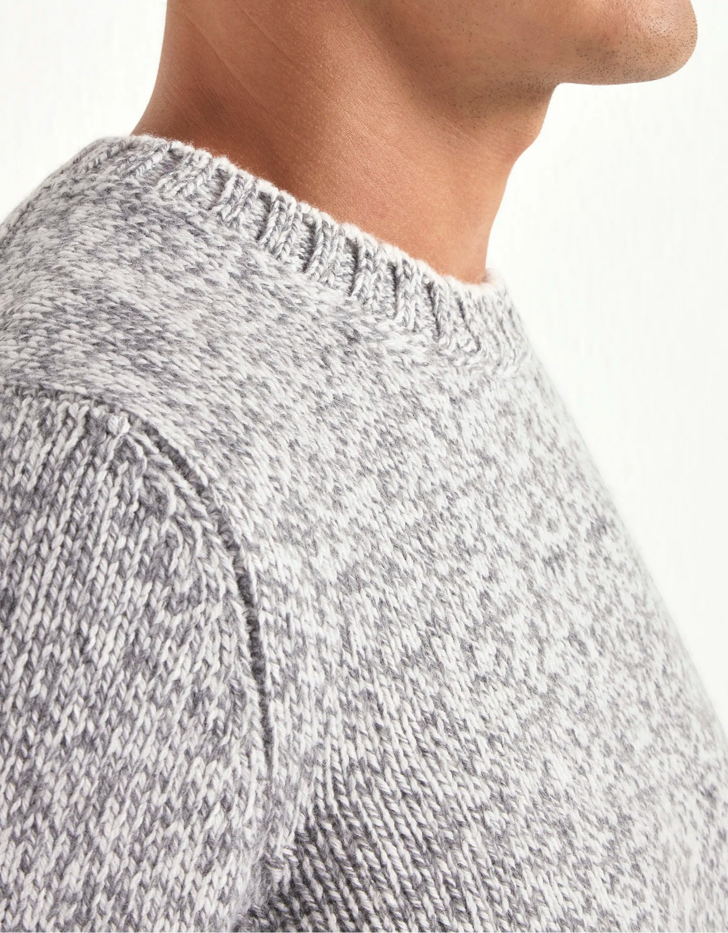 Pini Parma Men made in italy Light grey mouline round neck 