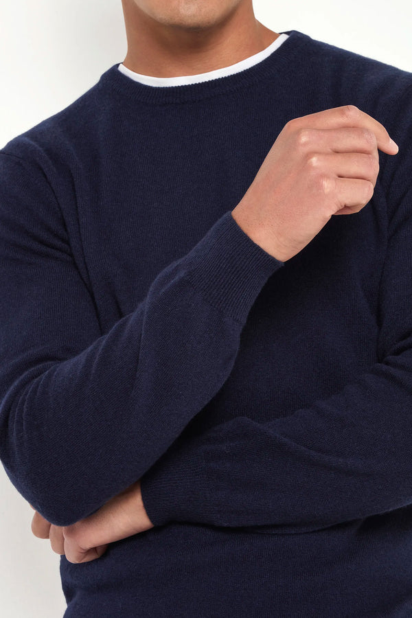 Blue cashmere round neck – Made in italy