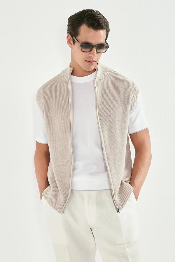 Beige knitted vest - Made in Italy