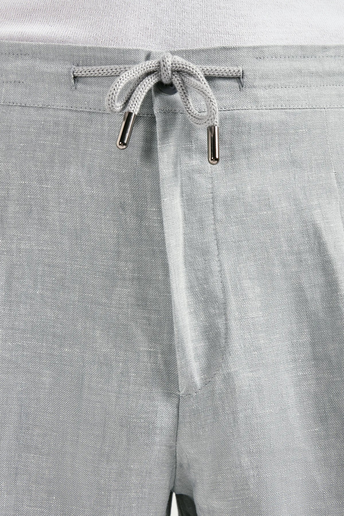 Pantaloni Alassio in lino grigio cielo - Made in Italy