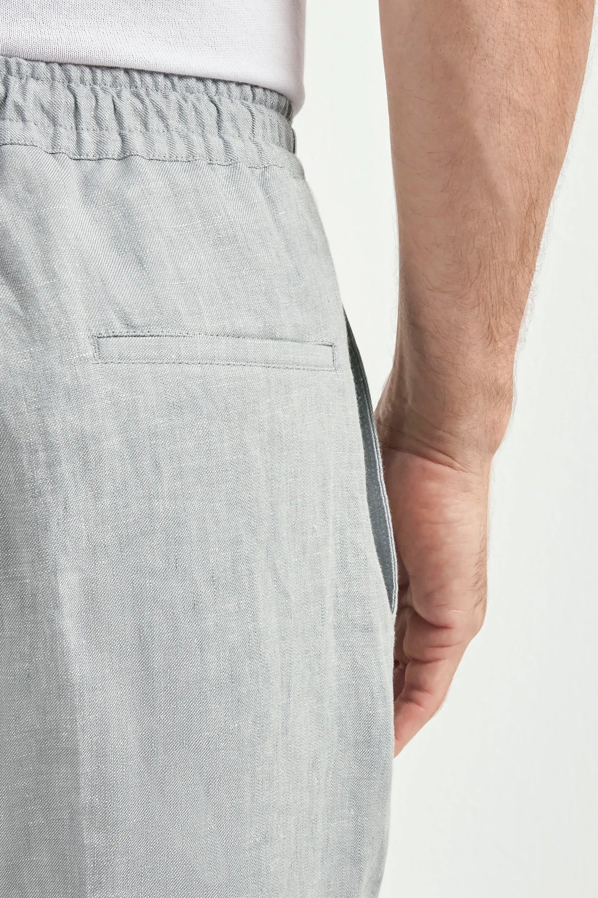 Pantaloni Alassio in lino grigio cielo - Made in Italy