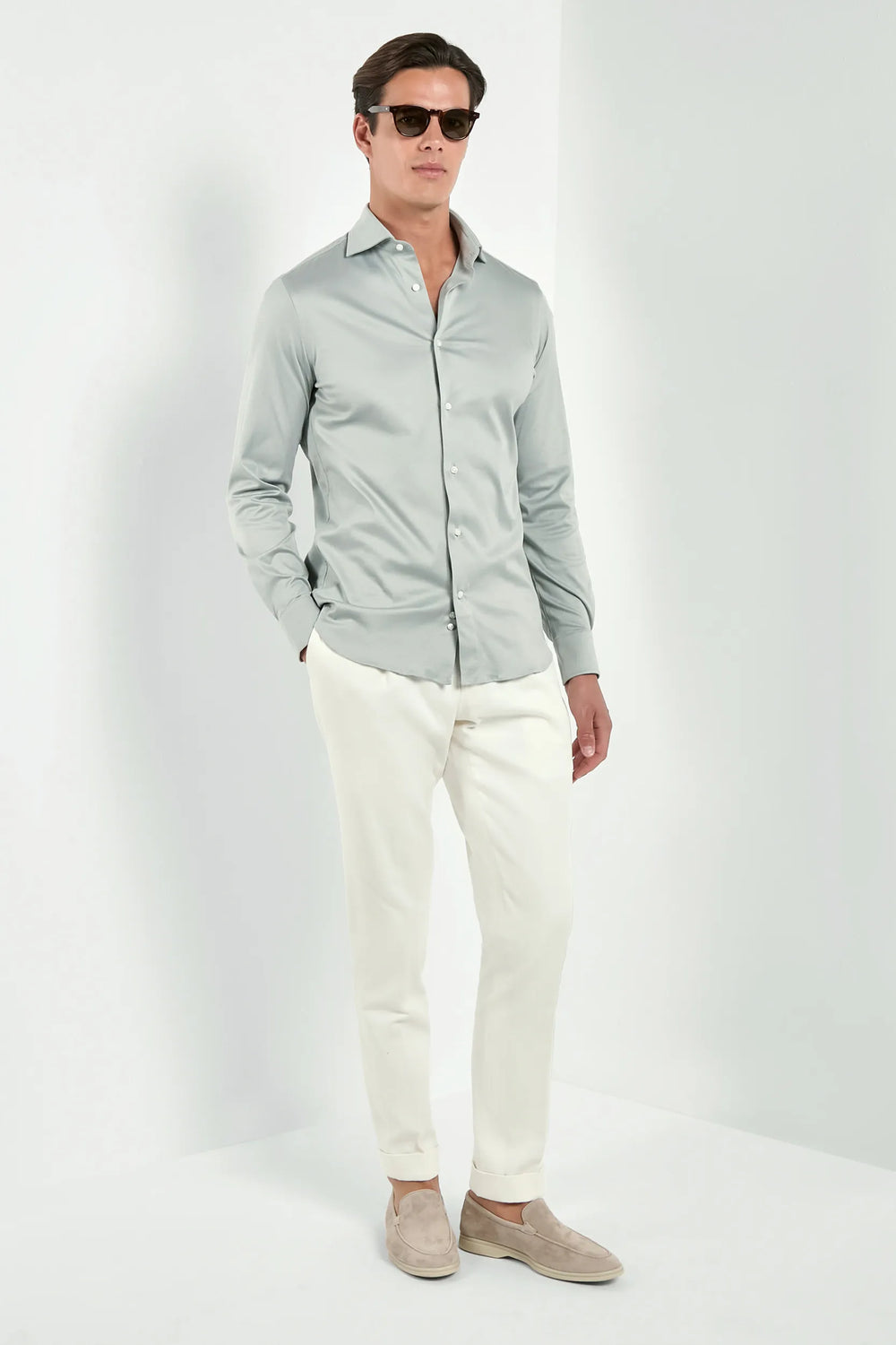 light sage cotton shirt, men's sage shirt, italian mercerized shirt, sage dress shirt, luxury men's shirt, elegant men's shirt, refined cotton shirt, tailored sage shirt, premium italian shirt, sophisticated men's shirt, timeless italian shirt, upscale men's shirt, classic sage shirt, italian craftsmanship shirt, premium mercerized cotton shirt, refined italian shirt