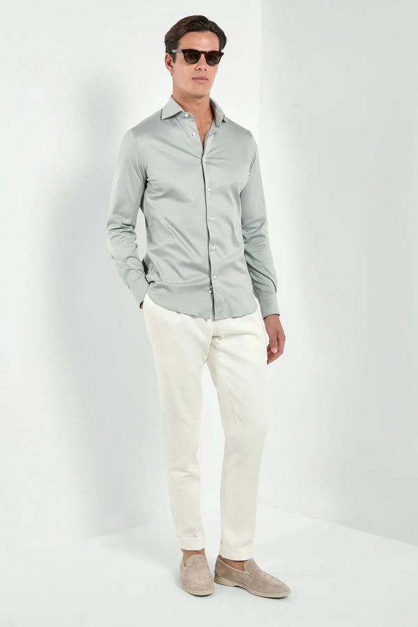 light sage cotton shirt, men's sage shirt, italian mercerized shirt, sage dress shirt, luxury men's shirt, elegant men's shirt, refined cotton shirt, tailored sage shirt, premium italian shirt, sophisticated men's shirt, timeless italian shirt, upscale men's shirt, classic sage shirt, italian craftsmanship shirt, premium mercerized cotton shirt, refined italian shirt