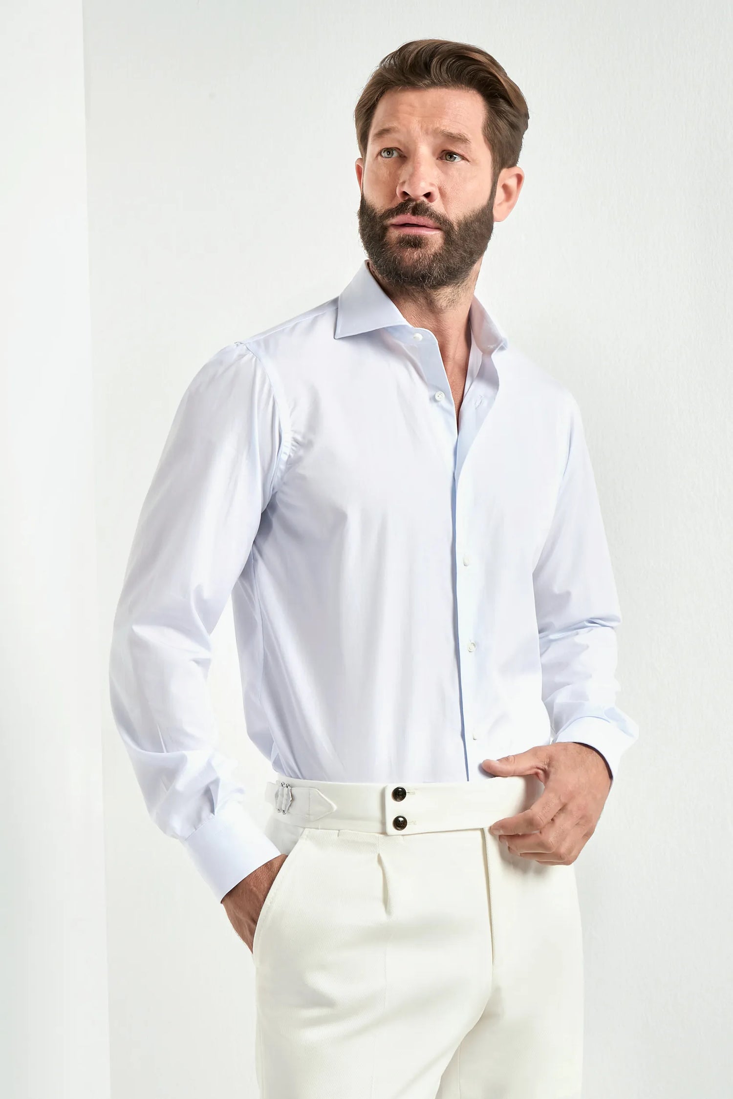 Chemise Sartoriale haut de gamme en coton bleu clair - Made in Italy