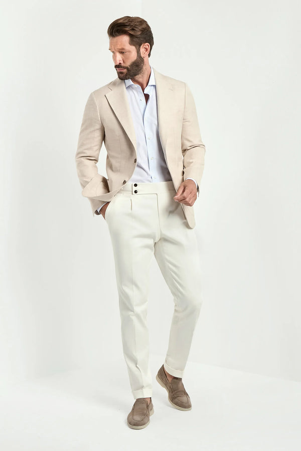 Giacca beige in cotone e seta - Made in Italy