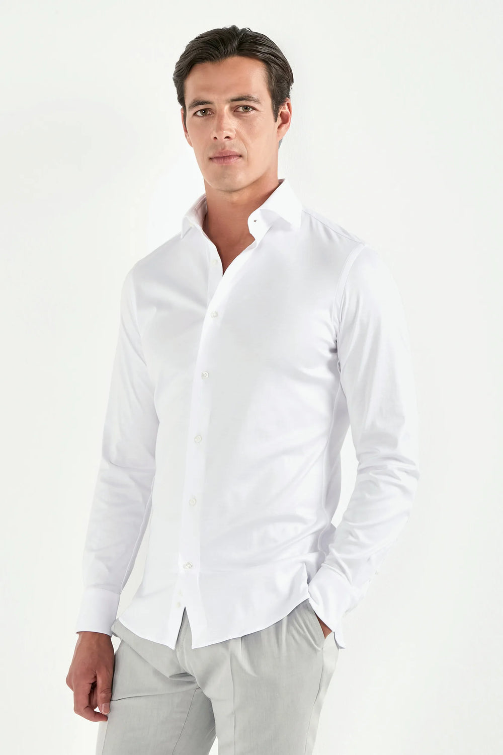 white cotton shirt, men's white shirt, italian mercerized shirt, white dress shirt, luxury men's shirt, elegant men's shirt, refined cotton shirt, tailored white shirt, premium italian shirt, sophisticated men's shirt, timeless italian shirt, upscale men's shirt, classic white shirt, italian craftsmanship shirt, premium mercerized cotton shirt, refined italian shirt