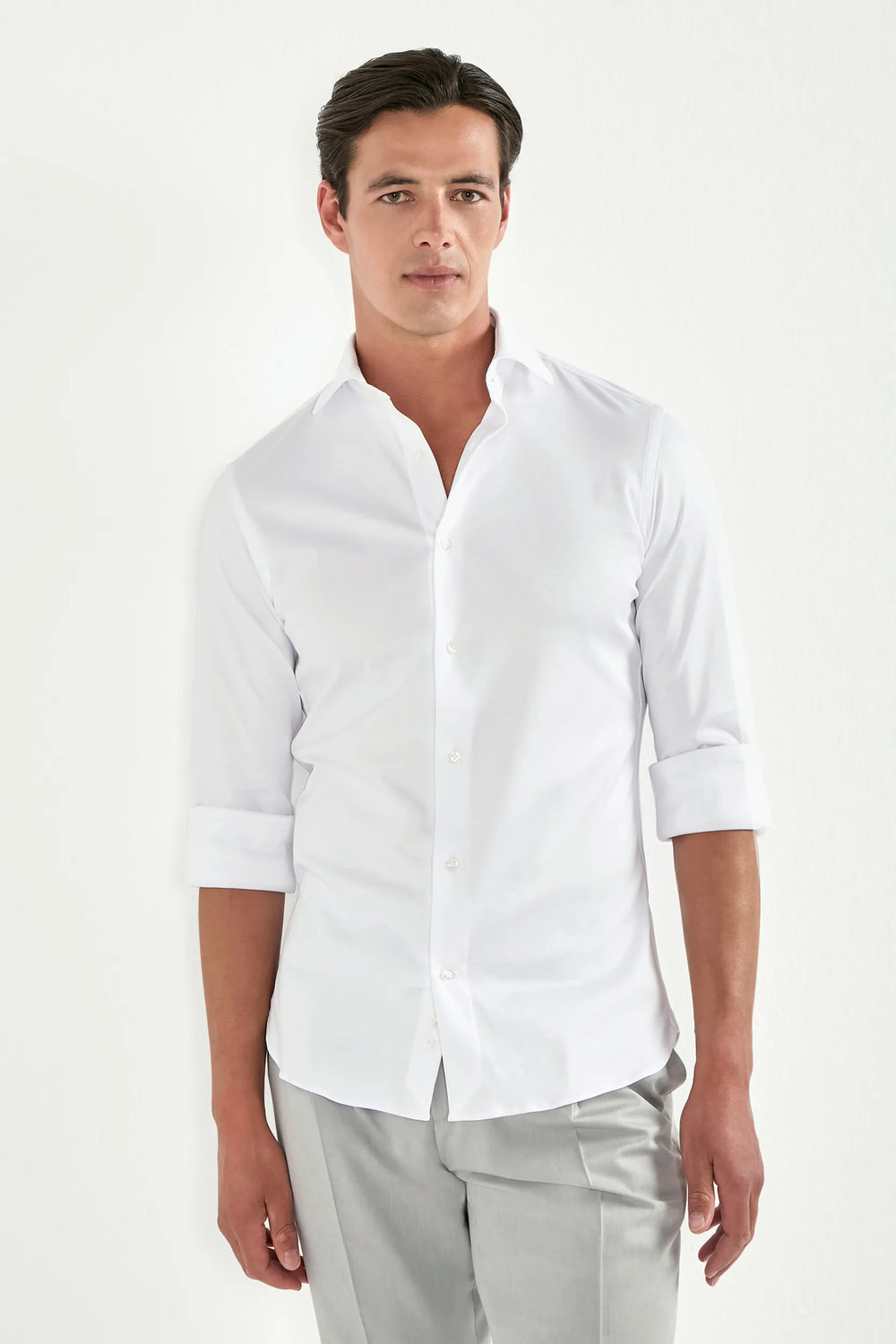 white cotton shirt, men's white shirt, italian mercerized shirt, white dress shirt, luxury men's shirt, elegant men's shirt, refined cotton shirt, tailored white shirt, premium italian shirt, sophisticated men's shirt, timeless italian shirt, upscale men's shirt, classic white shirt, italian craftsmanship shirt, premium mercerized cotton shirt, refined italian shirt