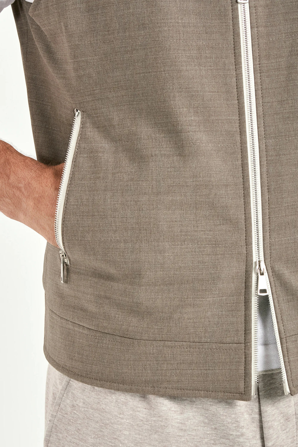 tobacco hooded vest, men's brown vest, italian hooded vest, tobacco sleeveless jacket, luxury men's outerwear, elegant men's vest, refined hooded vest, tailored tobacco vest, premium italian vest, sophisticated men's outerwear, timeless italian vest, upscale men's hooded vest, classic tobacco vest, italian craftsmanship vest, premium men's sleeveless vest, refined italian hooded vest