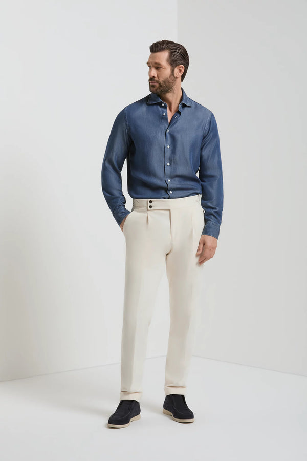 Camicia in denim blu scuro - Made in Italy