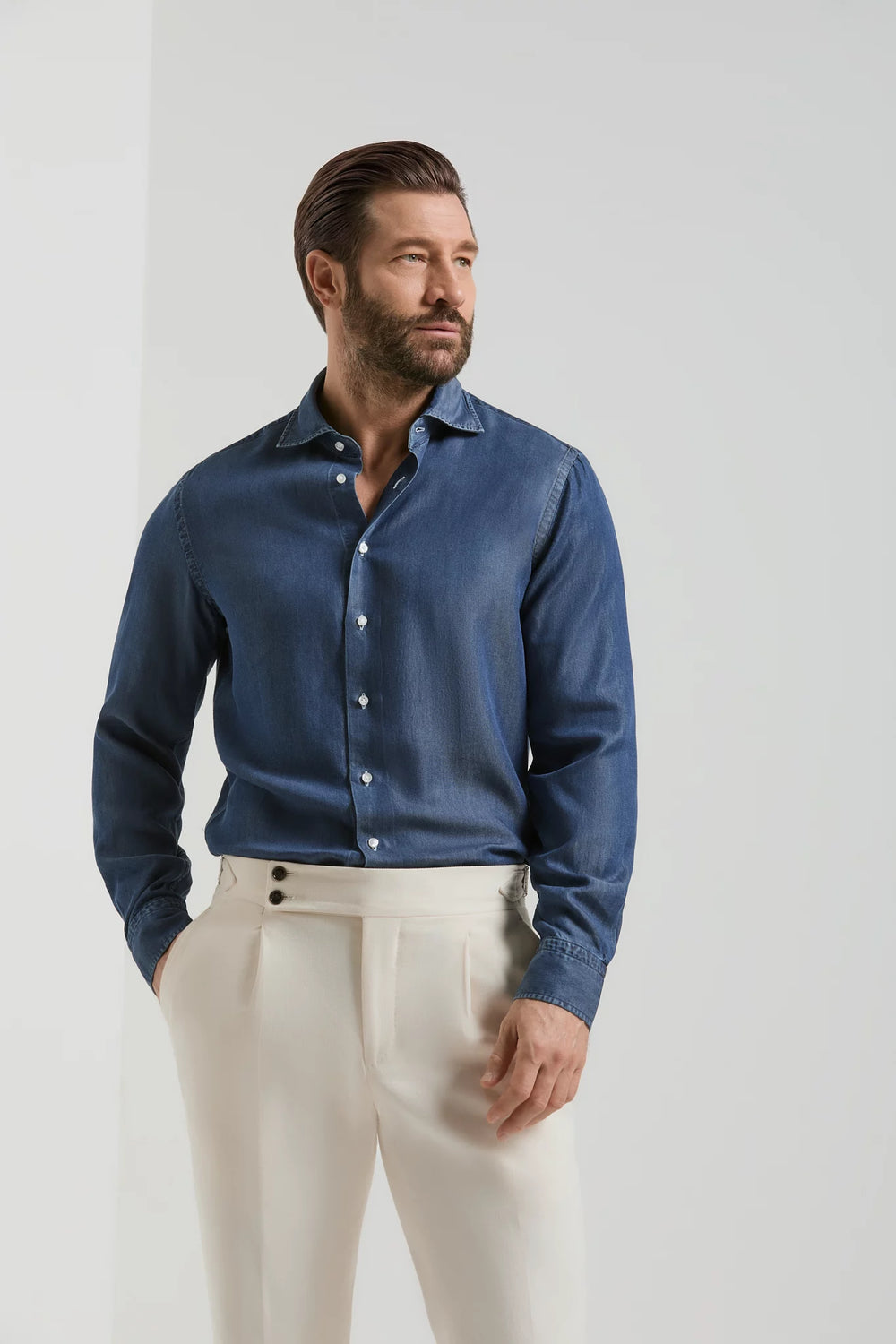 Dark blue denim shirt - Made in Italy