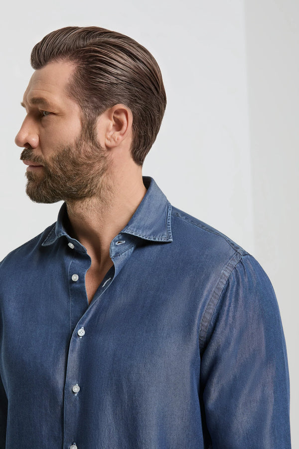 Camicia in denim blu scuro - Made in Italy