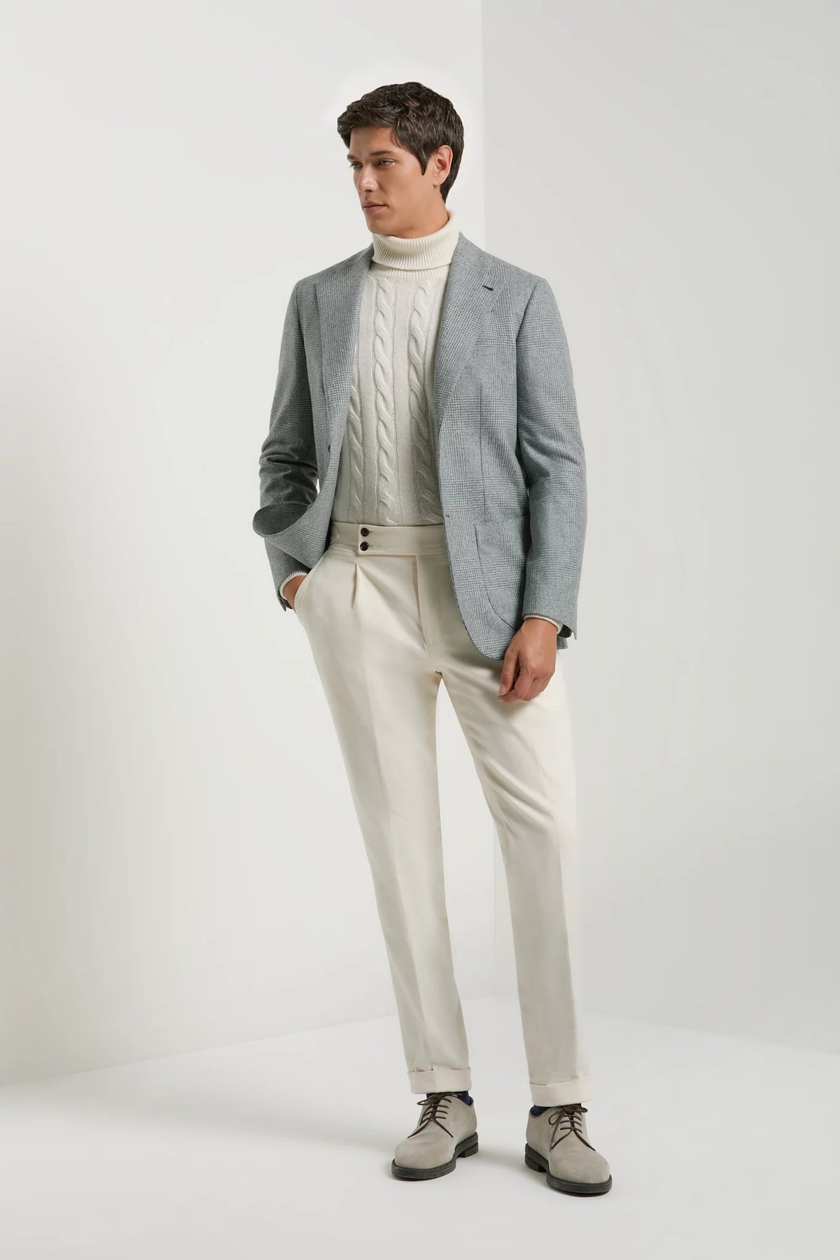 Sky grey Prince of Wales jacket - Made in Italy