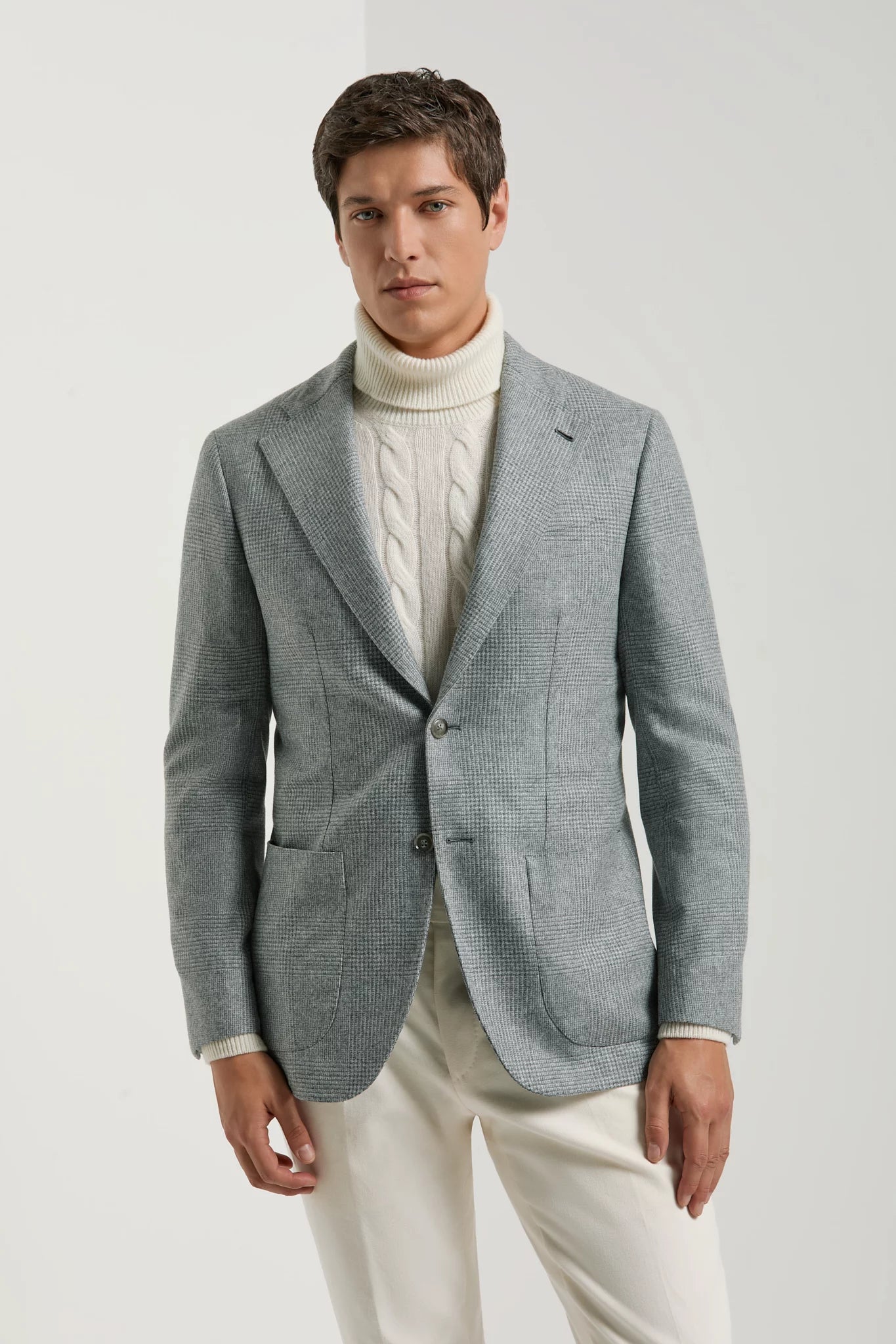 Sky grey Prince of Wales jacket - Made in Italy