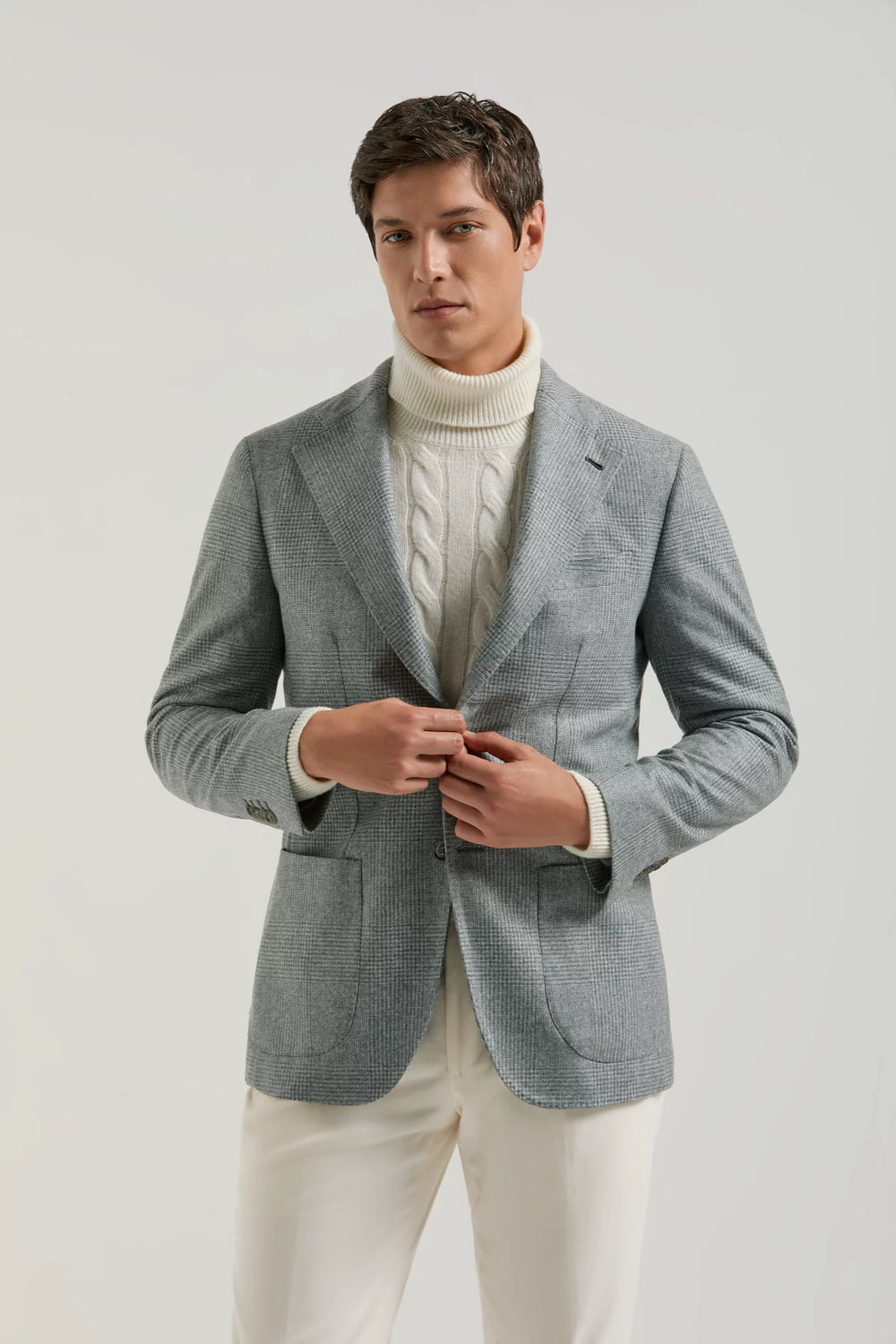 Sky grey Prince of Wales jacket - Made in Italy