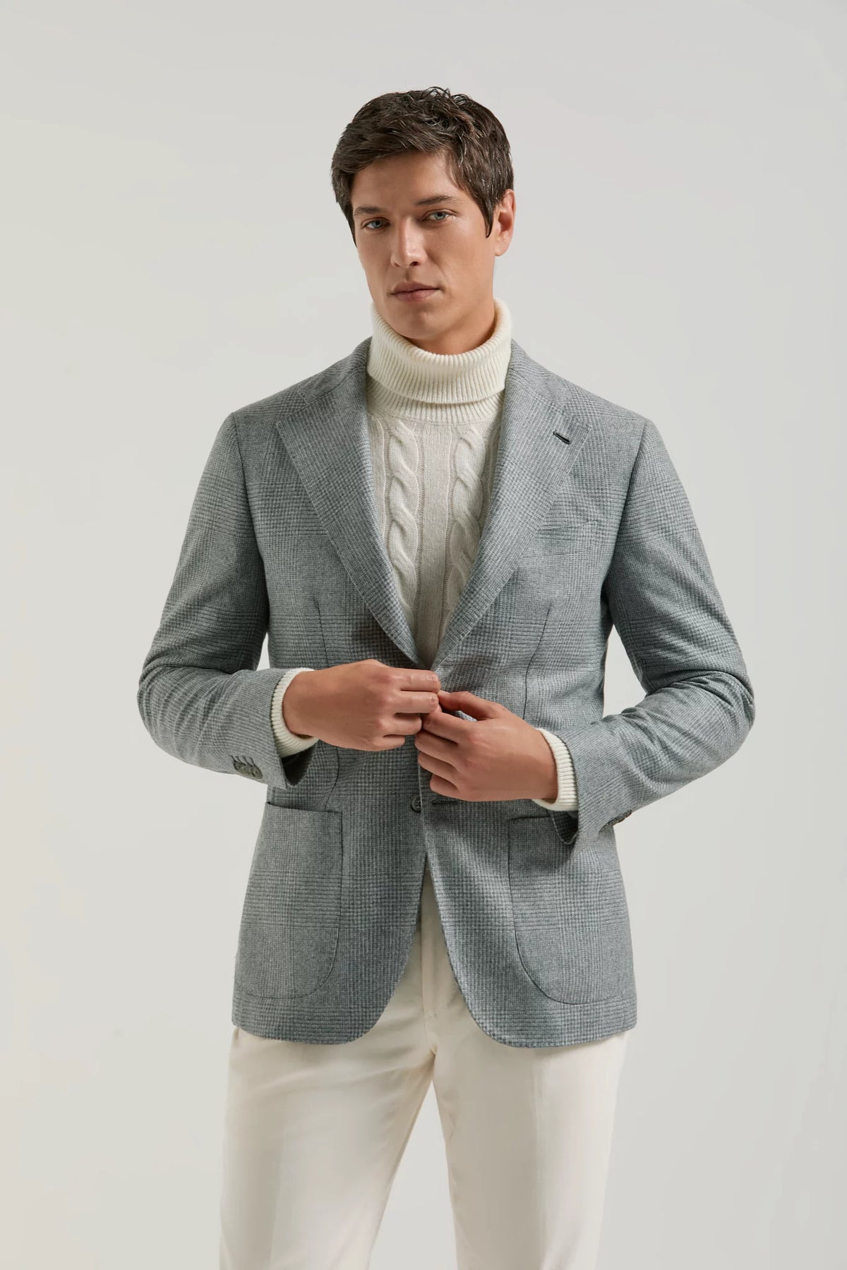 Sky grey Prince of Wales jacket - Made in Italy