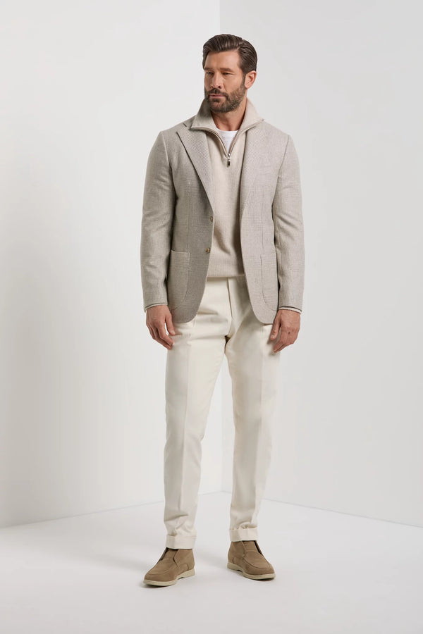 Beige Prince of Wales jacket - Made in Italy