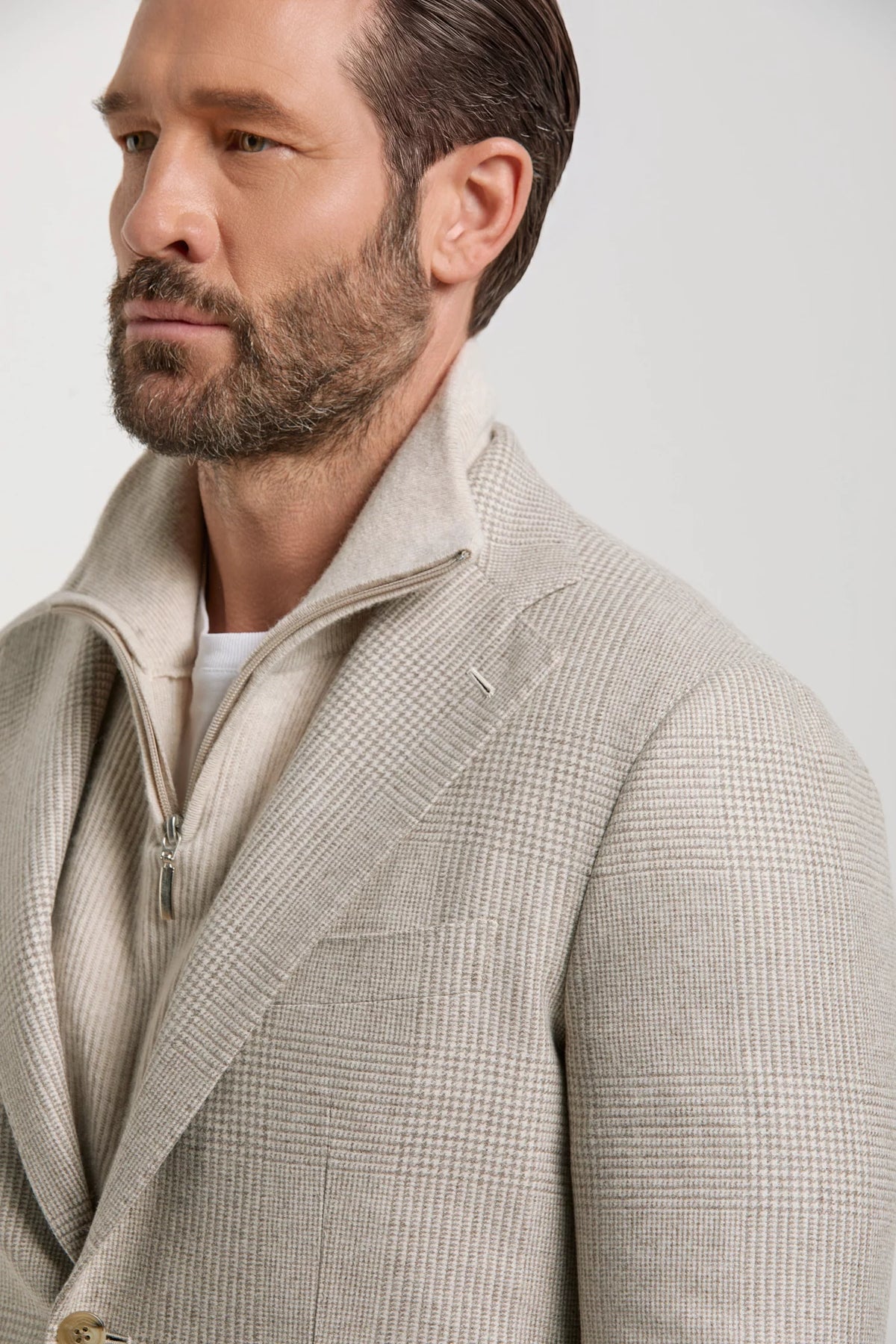 Beige Prince of Wales jacket - Made in Italy
