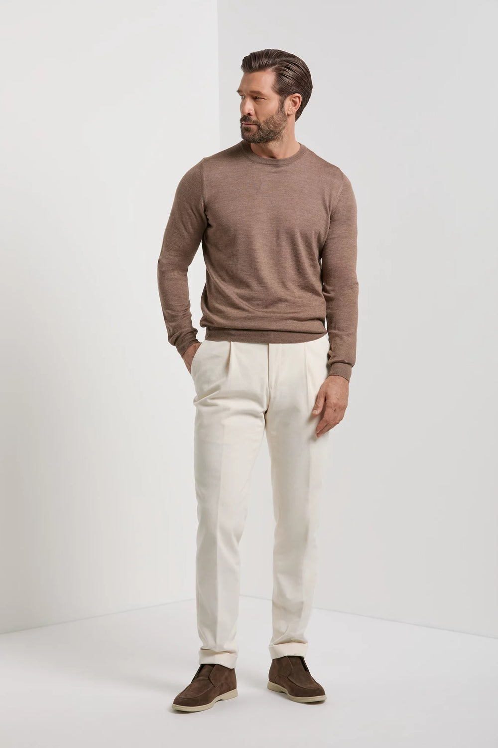 Girocollo tortora in cashmere – Made in Italy