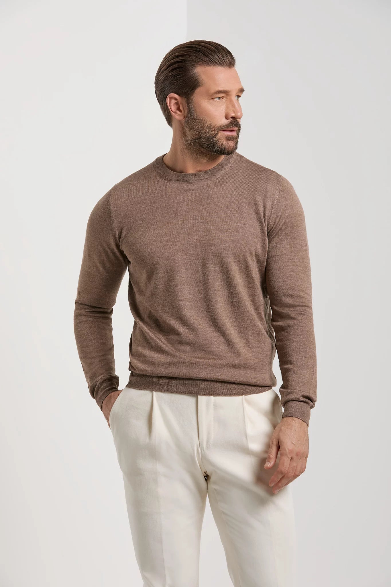 Girocollo tortora in cashmere – Made in Italy