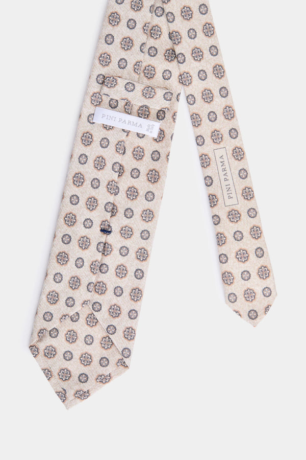 Cream floral tie - Made in Italy