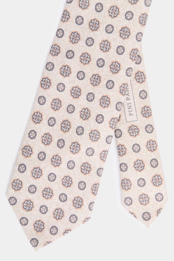 Cream floral tie - Made in Italy