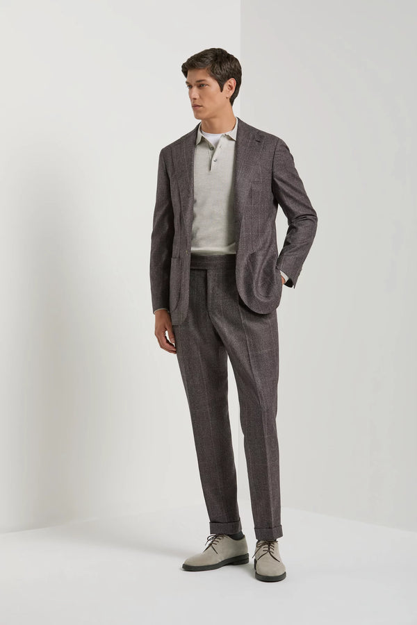 Men Pini Parma plum suit glen check pattern made in Italy in wool 