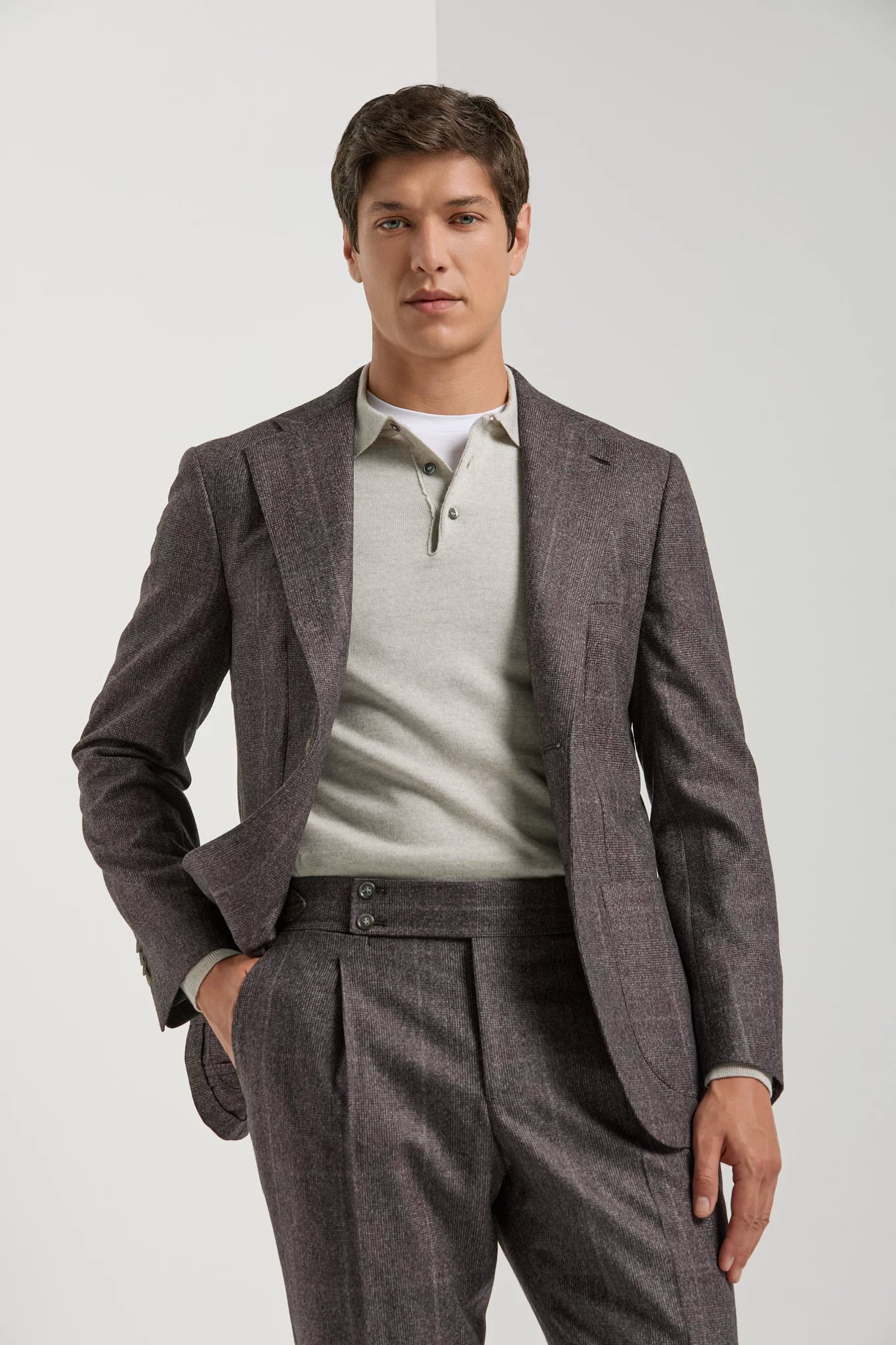 Men Pini Parma plum suit glen check pattern made in Italy in wool 