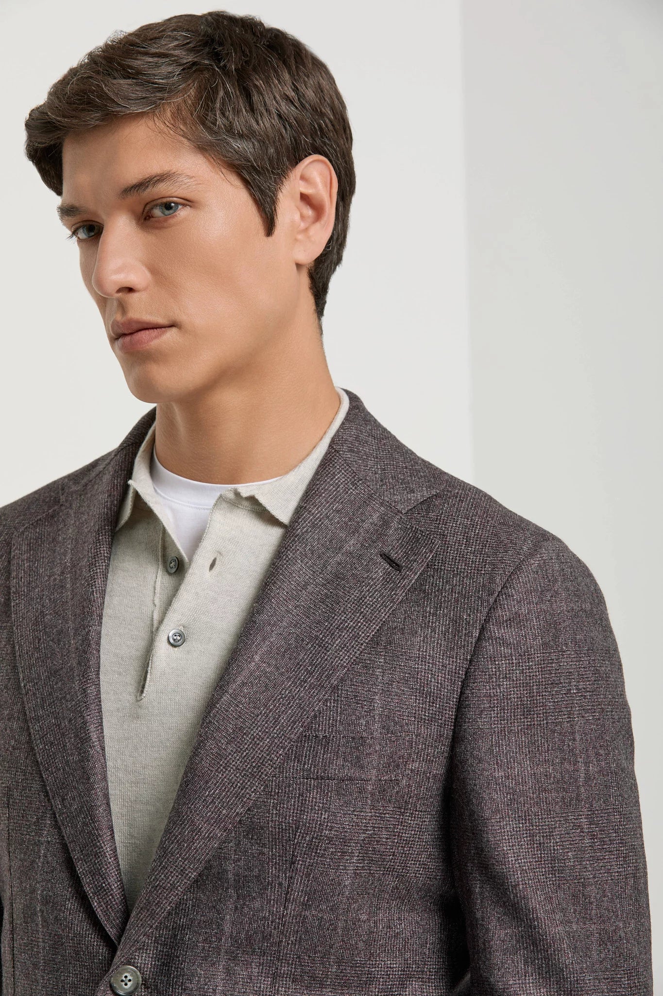 Men Pini Parma plum suit glen check pattern made in Italy in wool 