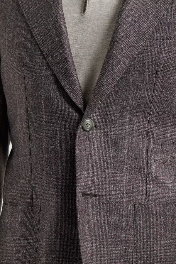 Men Pini Parma plum suit glen check pattern made in Italy in wool 