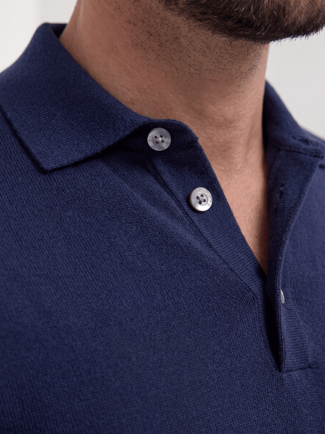 Polo bleu à manches longues - Made in Italy