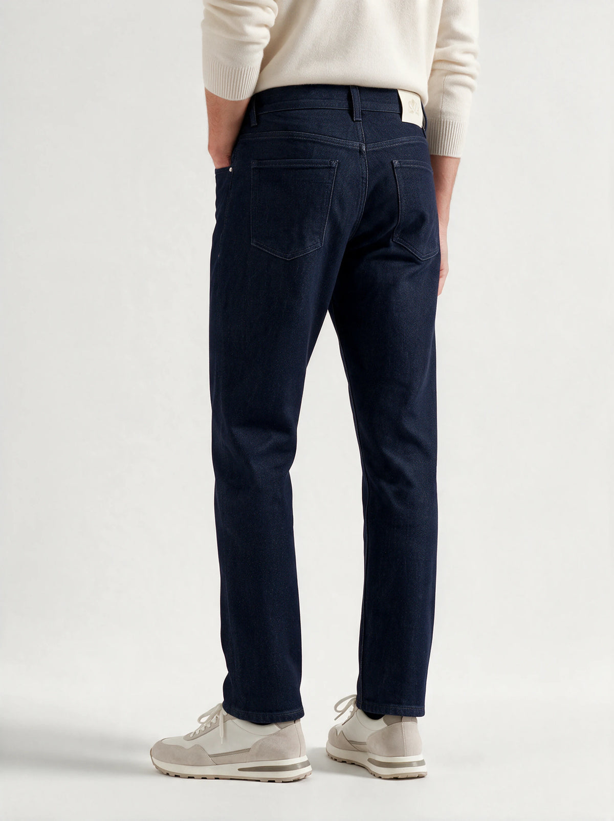 Raw cotton and cashmere straight jeans - Made in Italy