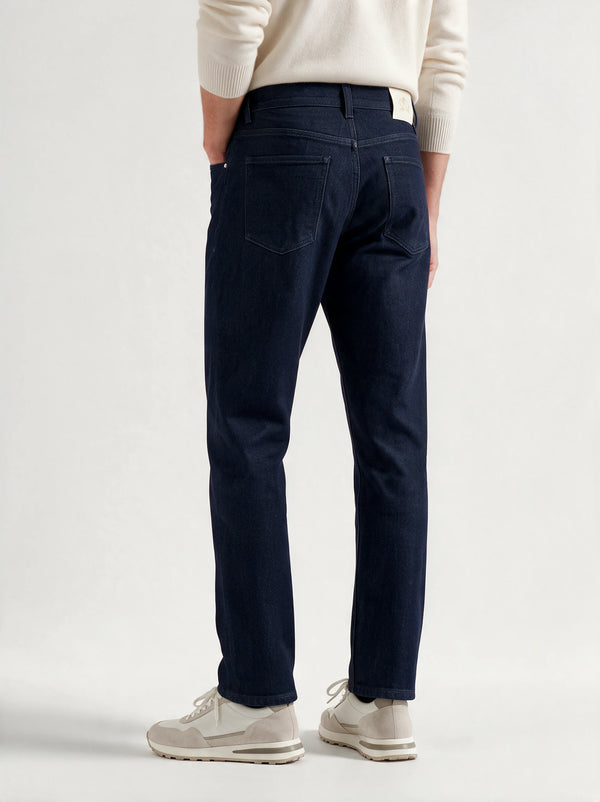 Raw cotton and cashmere straight jeans - Made in Italy