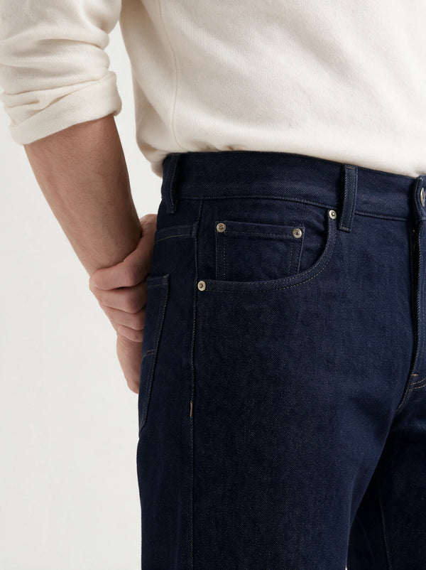 Raw cotton and cashmere straight jeans - Made in Italy