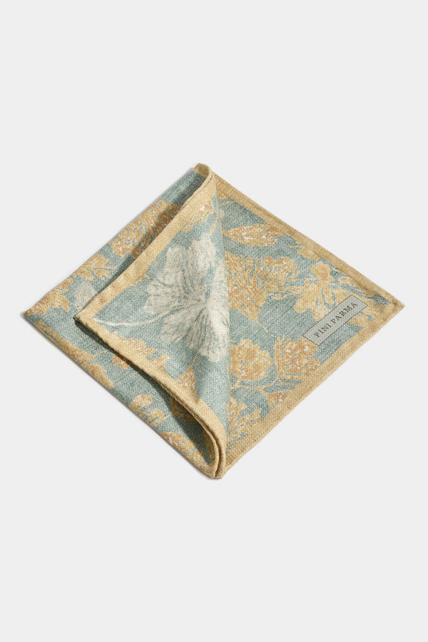Folded fabric with floral pattern on a white background