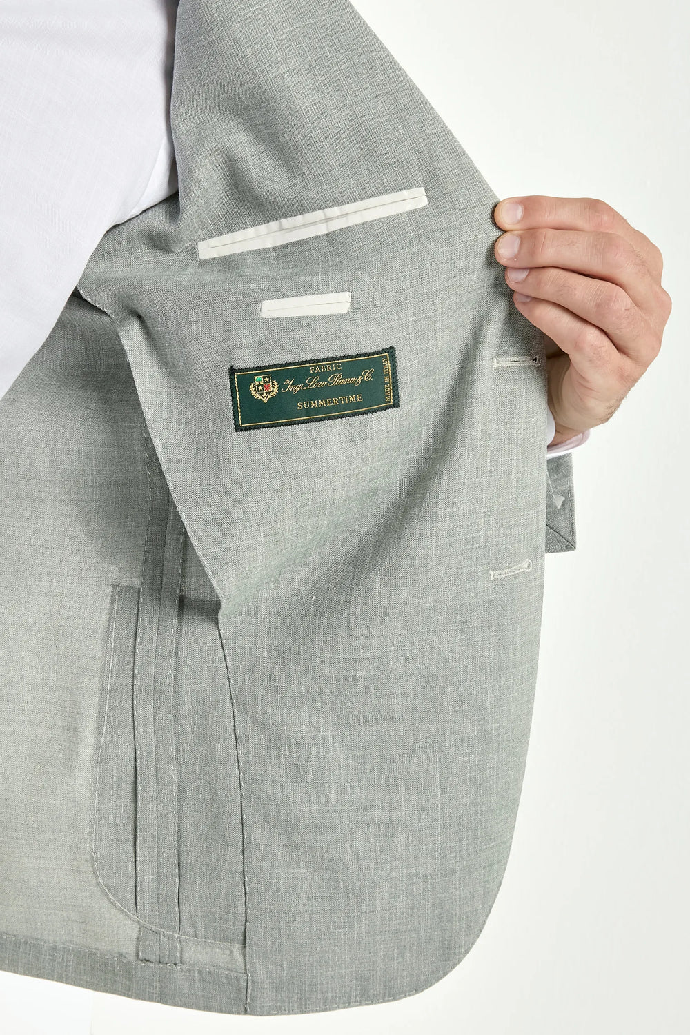 Giacca in lana, seta e lino salvia - Made in Italy