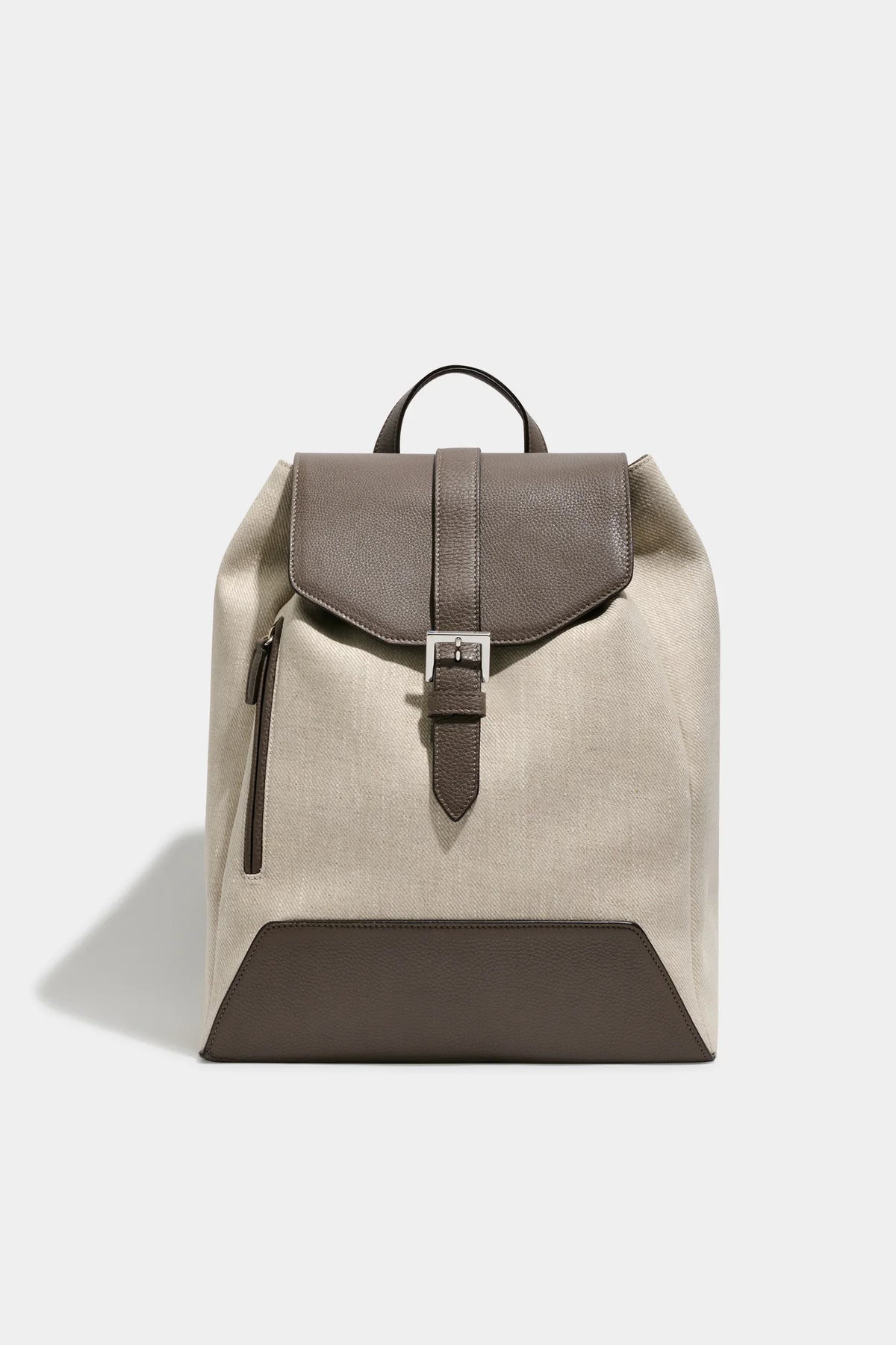 Sac à dos en toile et cuir sable - Made in Italy