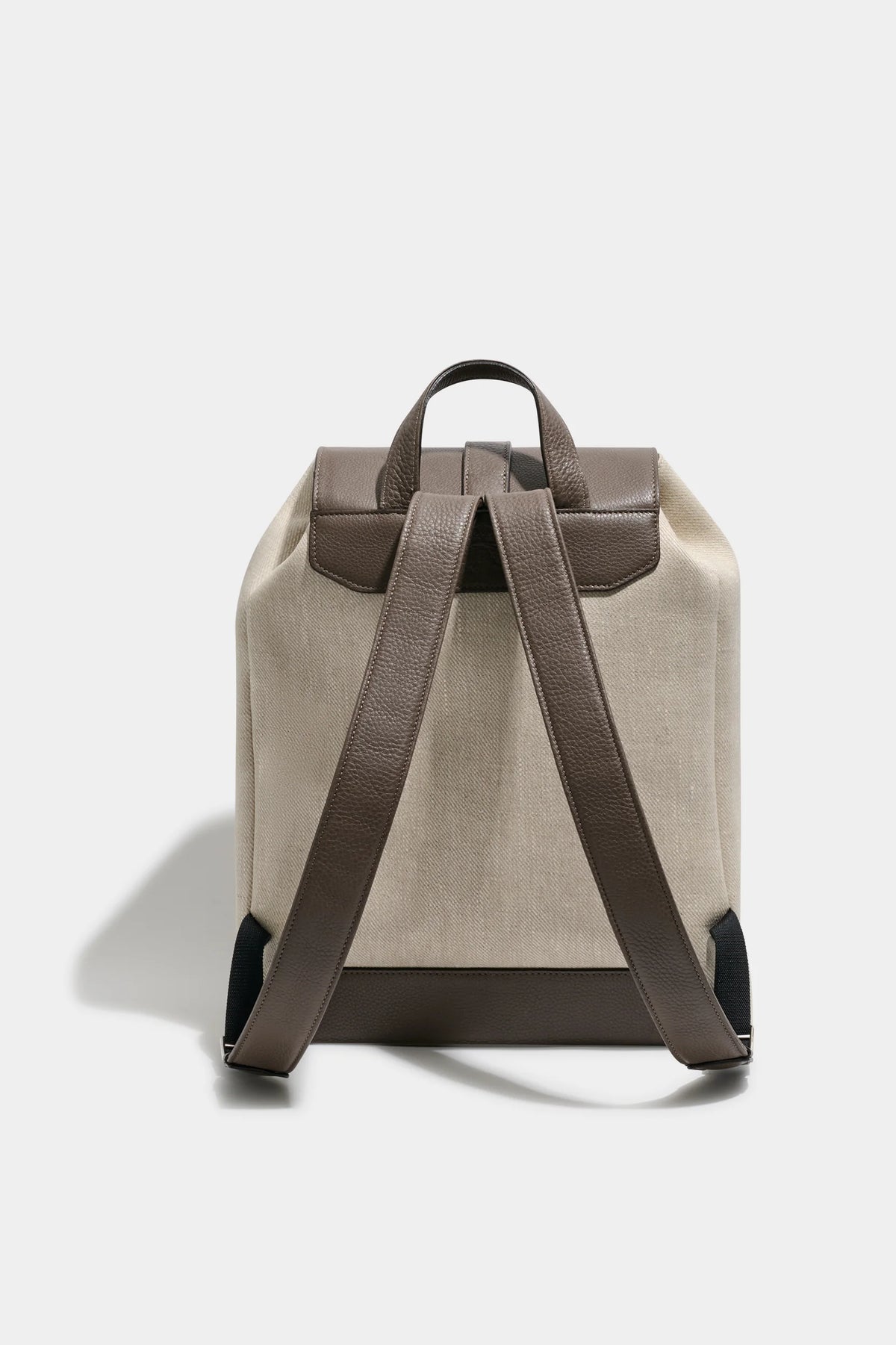 Sac à dos en toile et cuir sable - Made in Italy