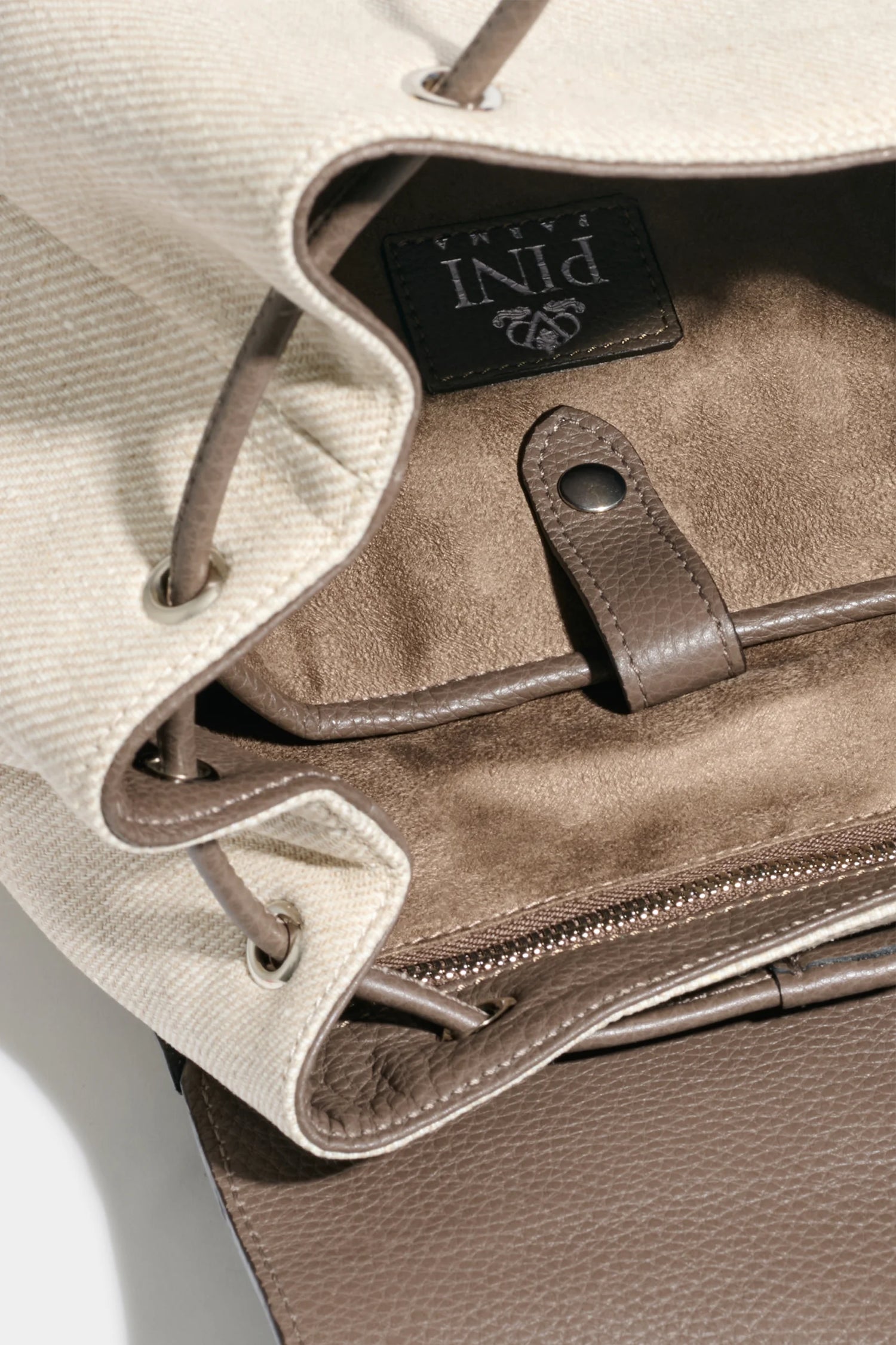 Sac à dos en toile et cuir sable - Made in Italy