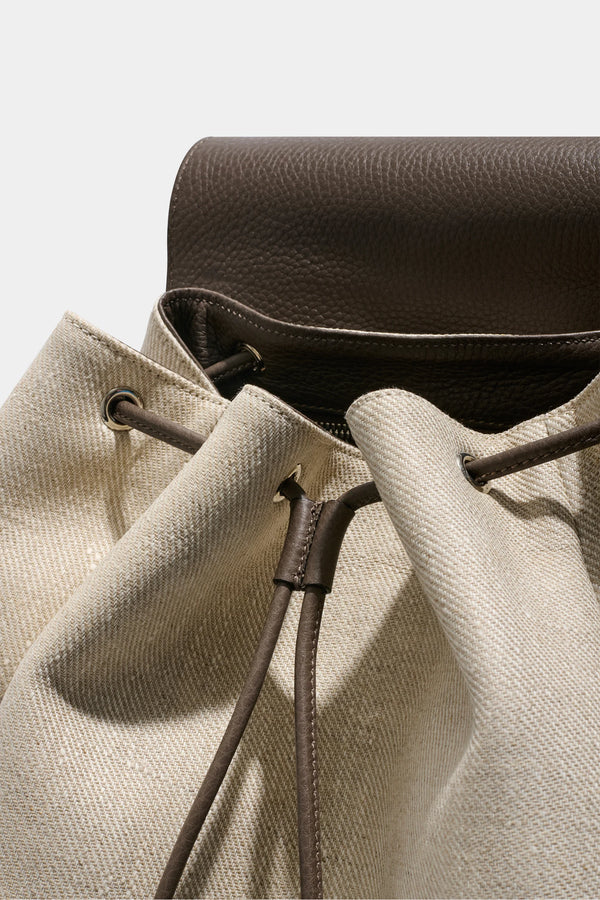 Sand canvas & leather backpack - Made in Italy