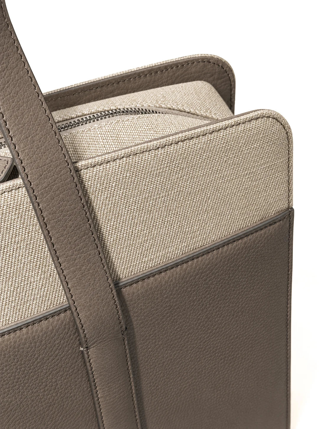 Men Pini Parma beige and taupe briefcase made in italy in canvas and leather