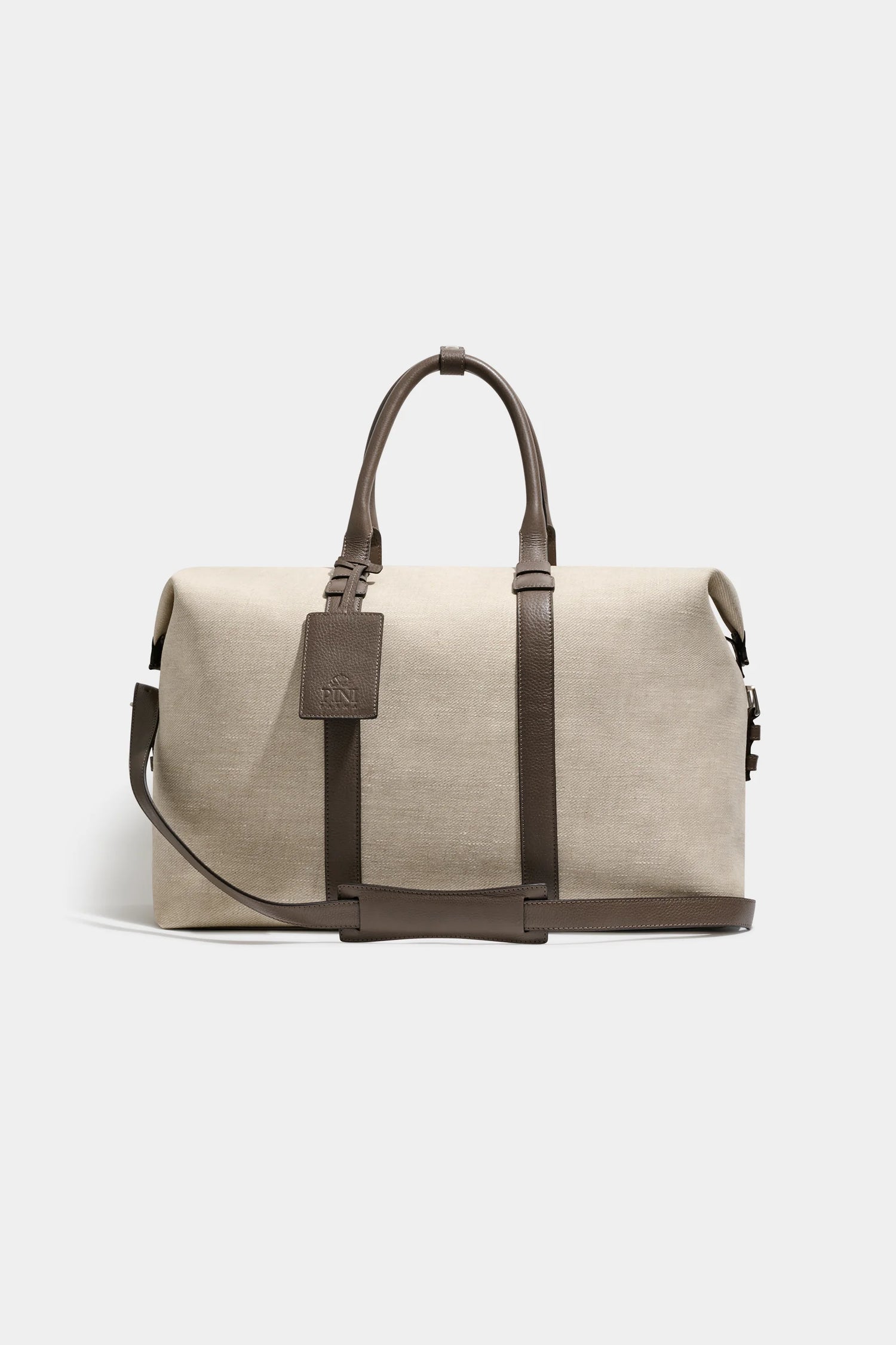 Sac week-end en toile et cuir sable - Made in Italy