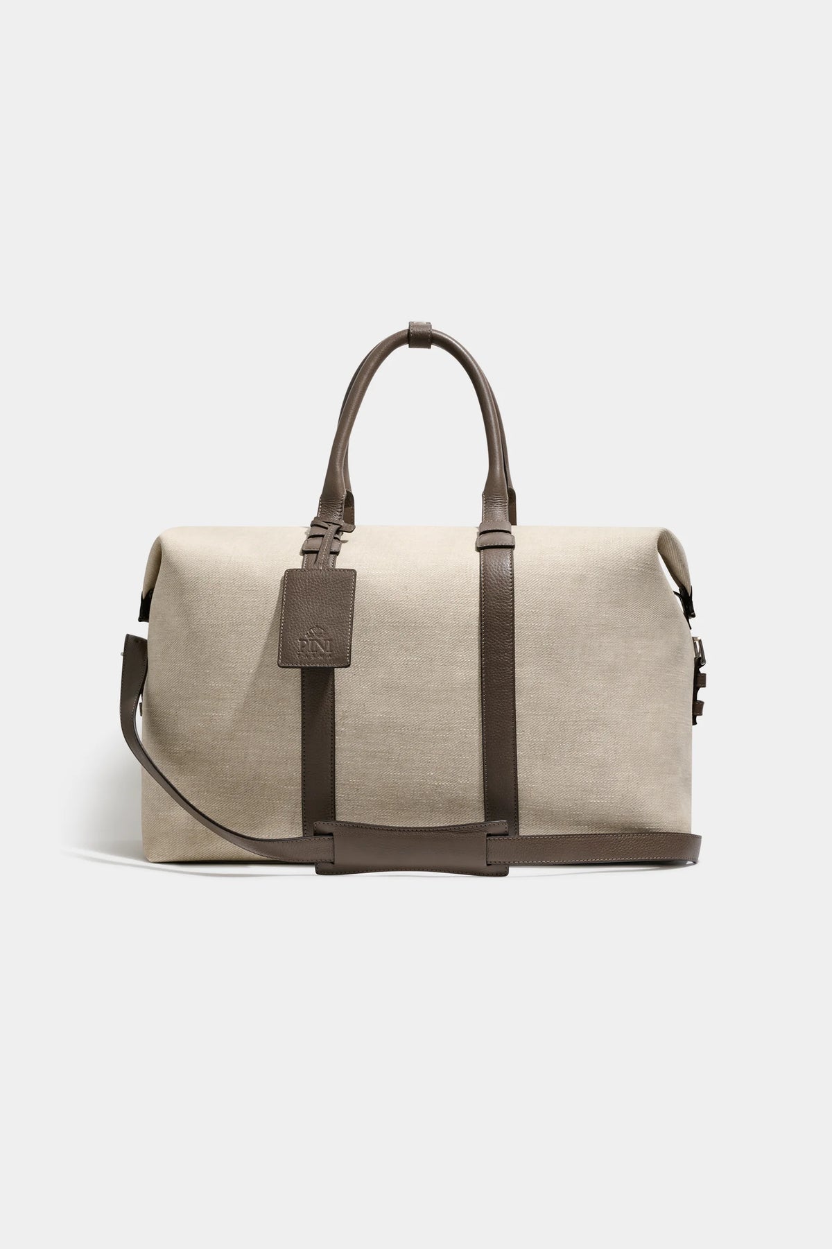 Sac week-end en toile et cuir sable - Made in Italy