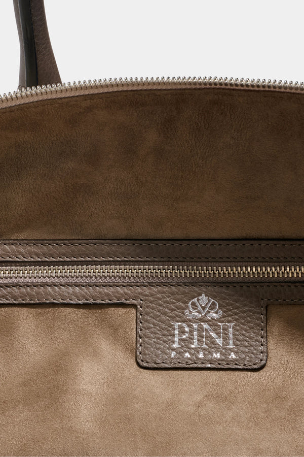 Sand canvas & leather weekender bag - Made in Italy