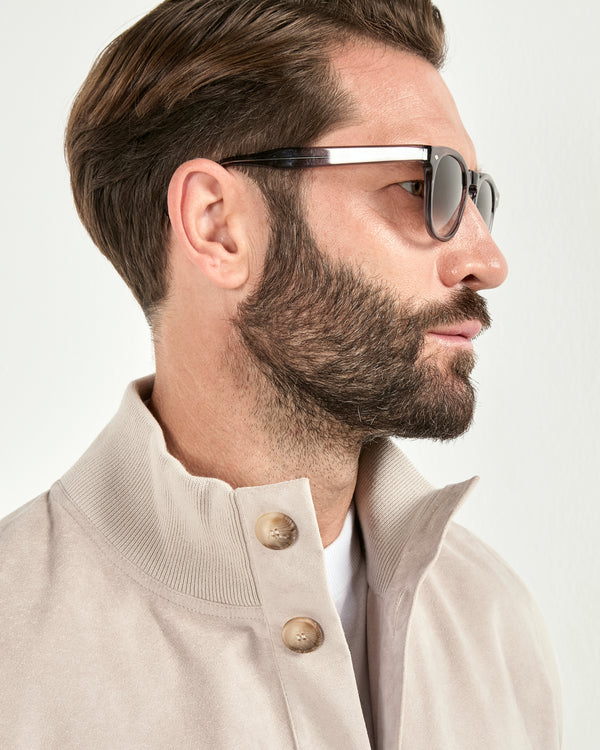 Men Pini Parma beige bomber jacket made in italy in alcantara and cotton