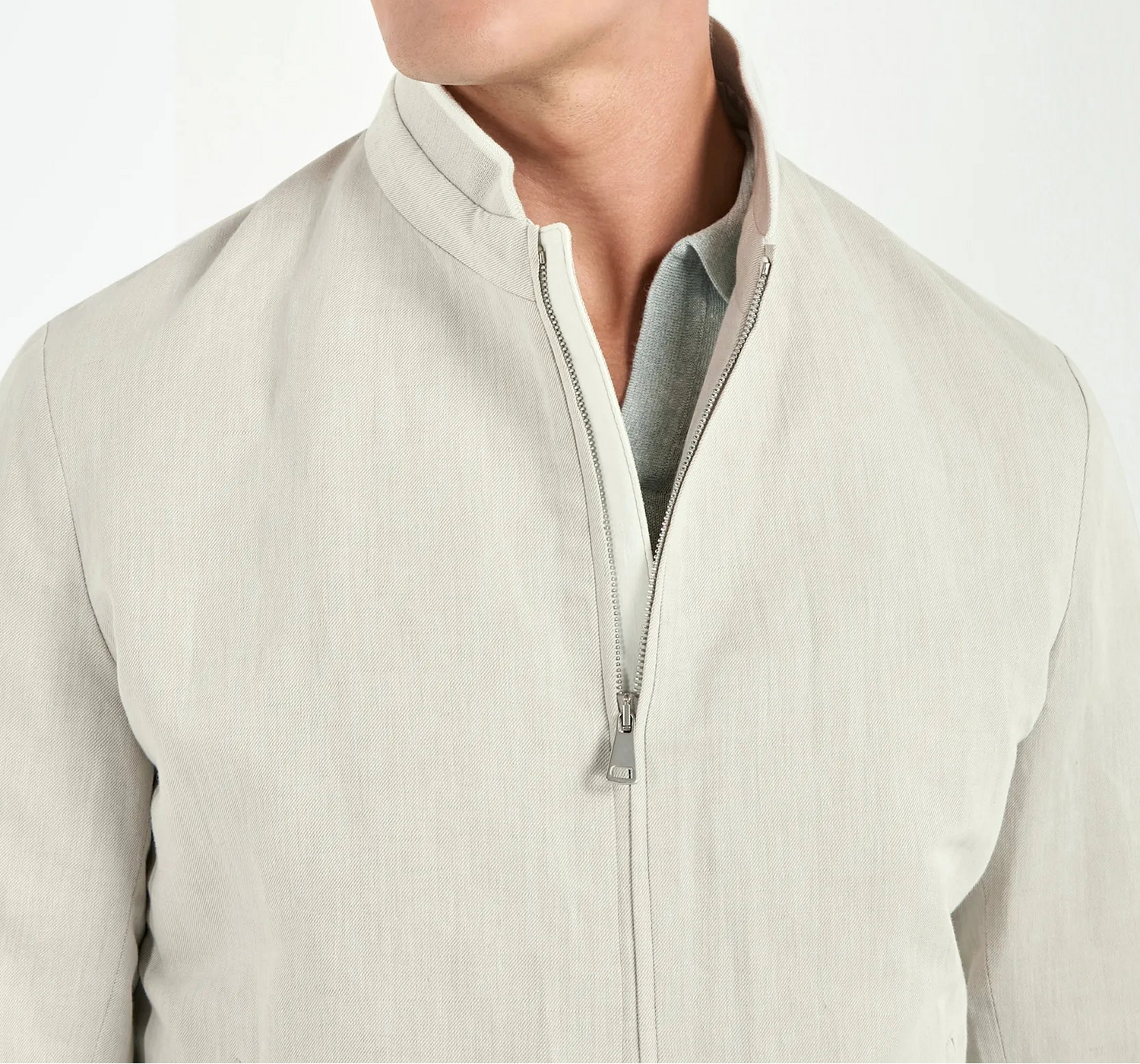 Pini Parma men made in italy sand linen cotton bomber jacket