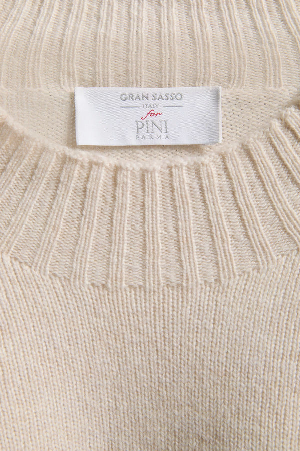 Pull à col montant sable - Made in Italy