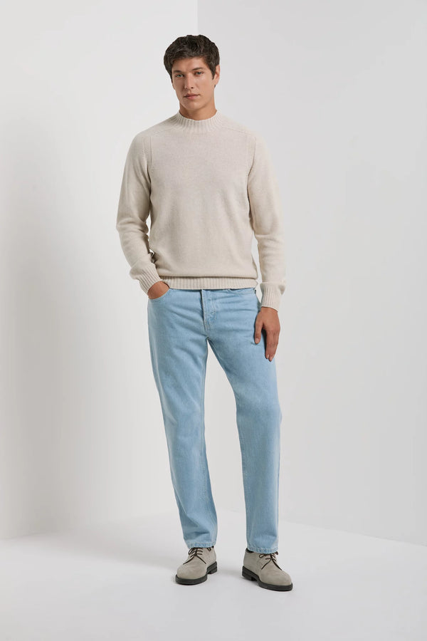 Pull à col montant sable - Made in Italy
