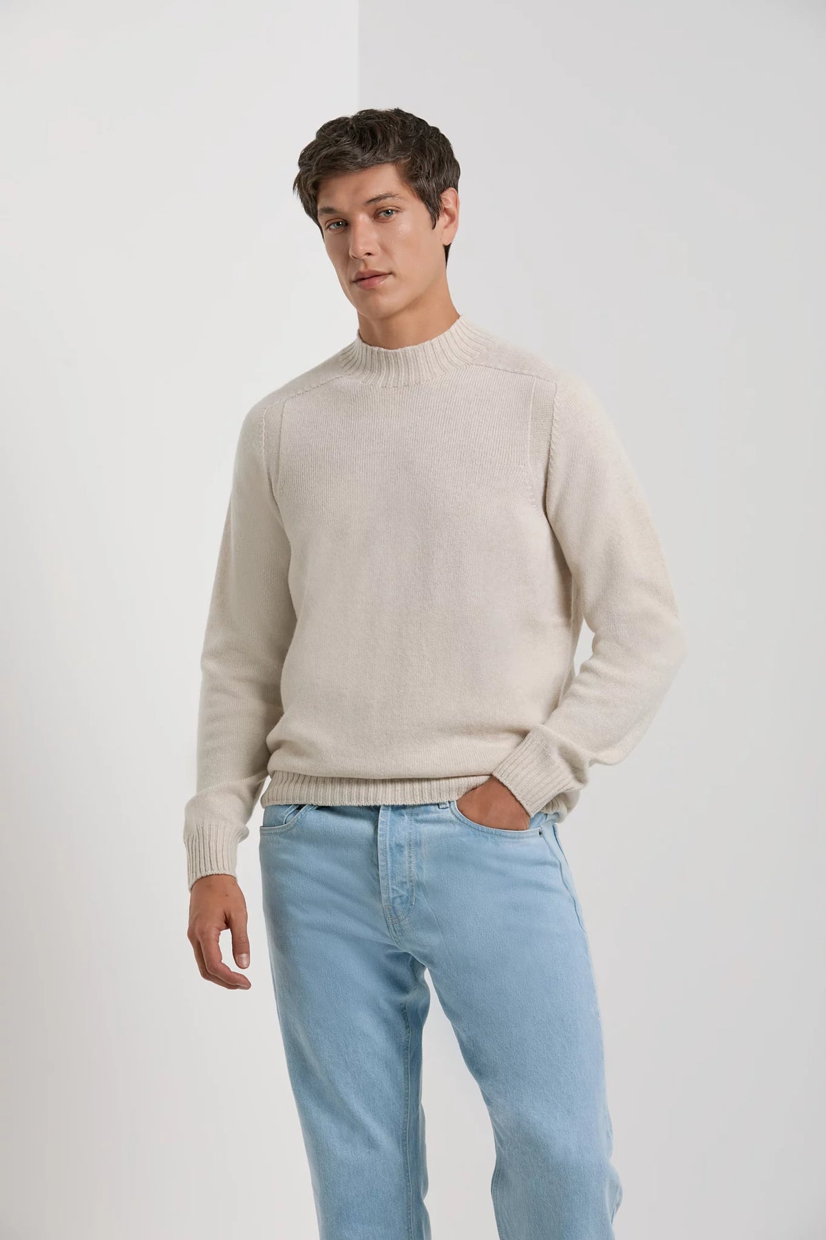 Sand mock neck - Made in Italy
