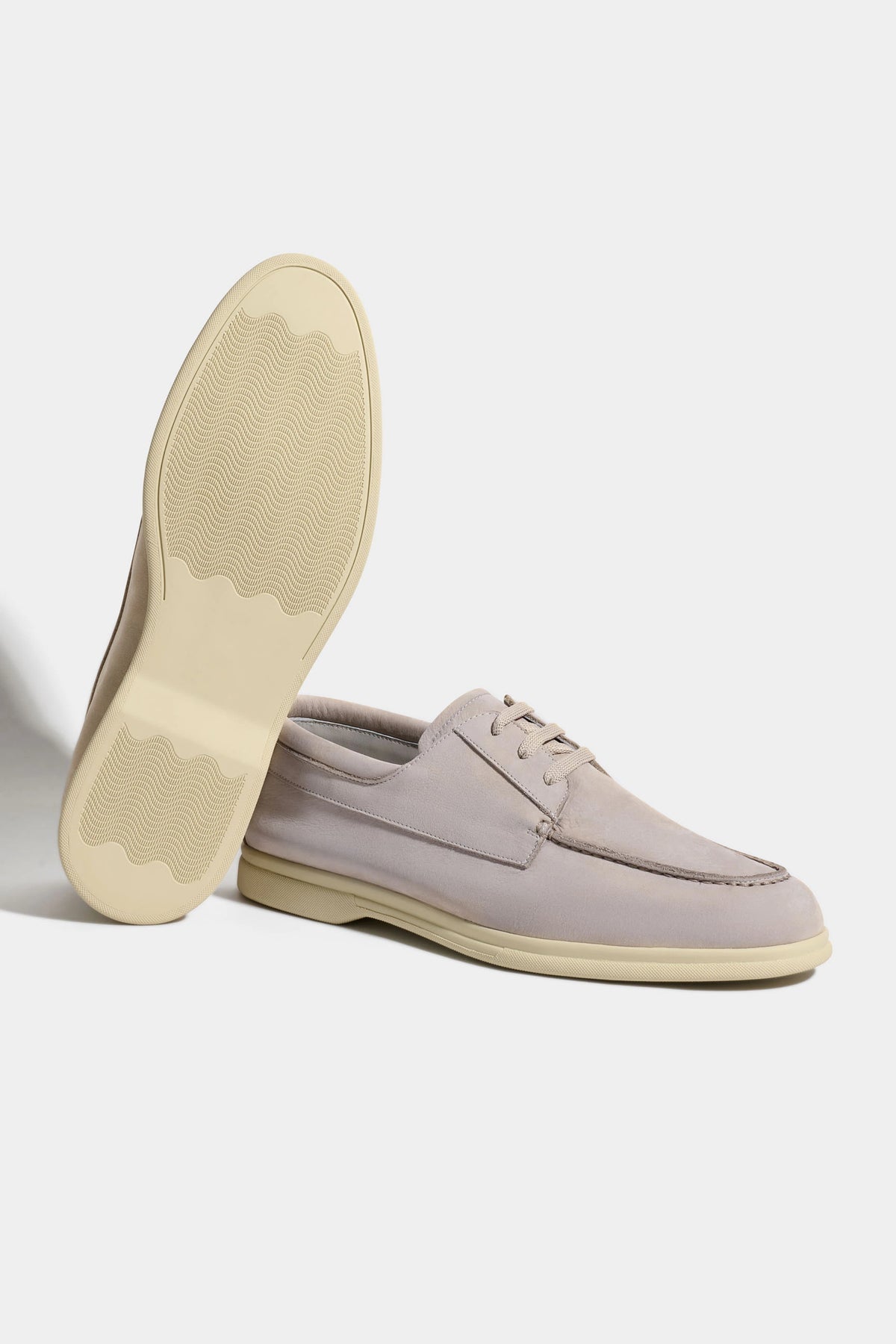 men Pini Parma sand boat loafers made in italy in nabuk leather 