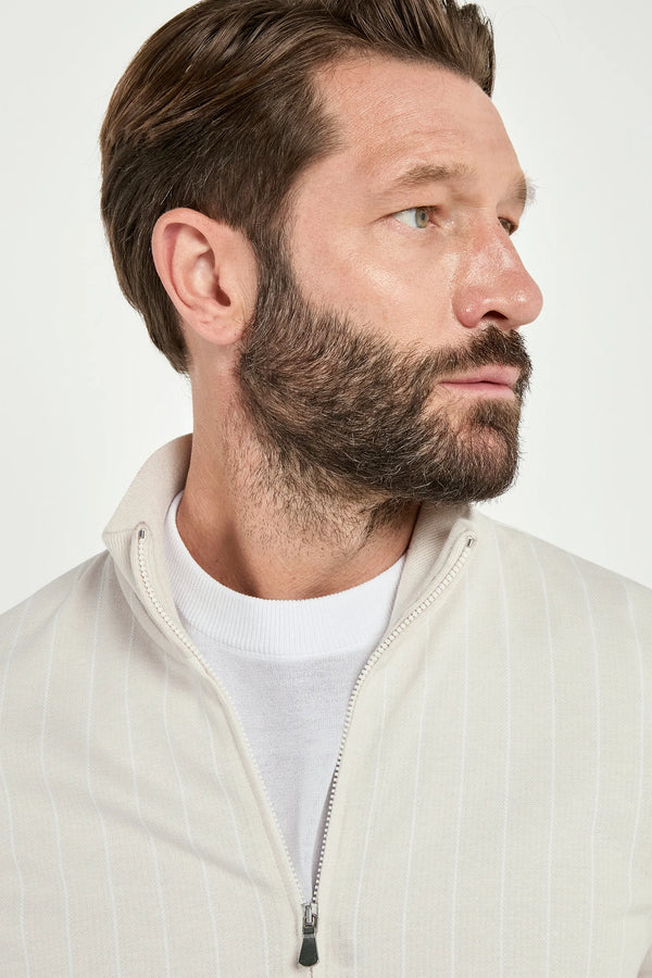 Men Pini Parma beige cotton and linen striped bomber made in italy 